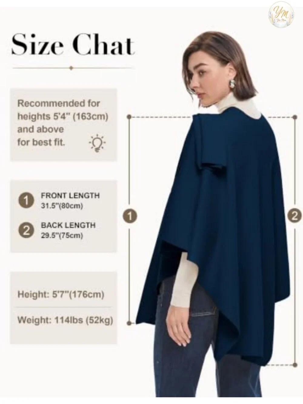 Elegant Women's Cross Front Poncho Shawl Wrap, Soft Viscose Knit, Lightweight